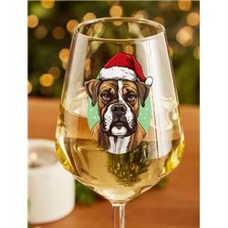 Wine Glass  dogs -  Christmas Boxer Dog