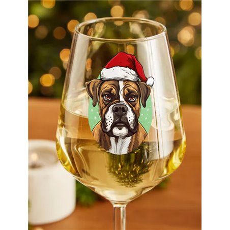Wine Glass  dogs -  Christmas Boxer Dog