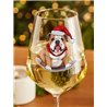 Wine Glass  dogs -  Christmas Bulldog Dog 1