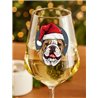 Wine Glass  dogs -  Christmas Bulldog Dog 3