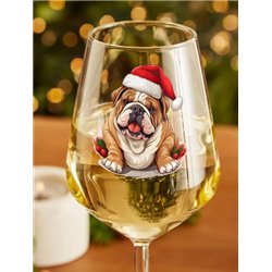 Wine Glass  dogs -  Christmas Bulldog Dog