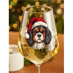 Wine Glass  dogs -  Christmas Cavalier King Charles Spaniel Dog 2