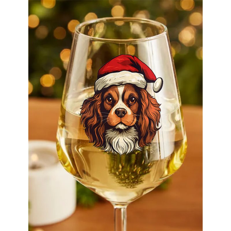 Wine Glass  dogs -  Christmas Cavalier King Charles Spaniel Dog