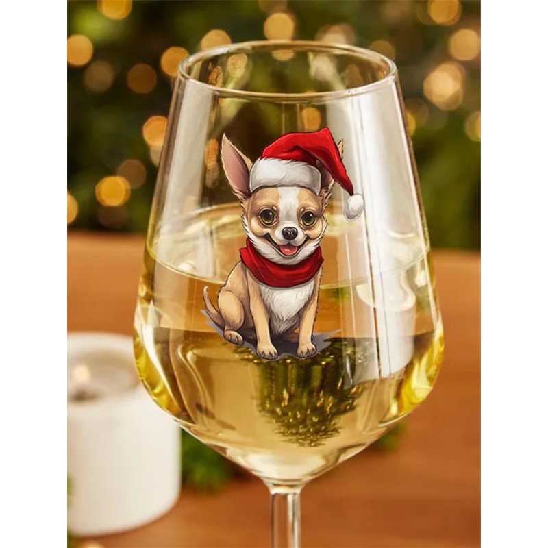 Wine Glass  dogs -  Christmas Chihuahua Dog 1