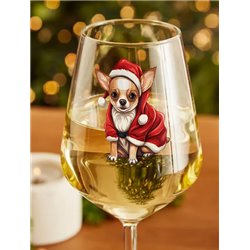 Wine Glass  dogs -  Christmas Chihuahua Dog 2