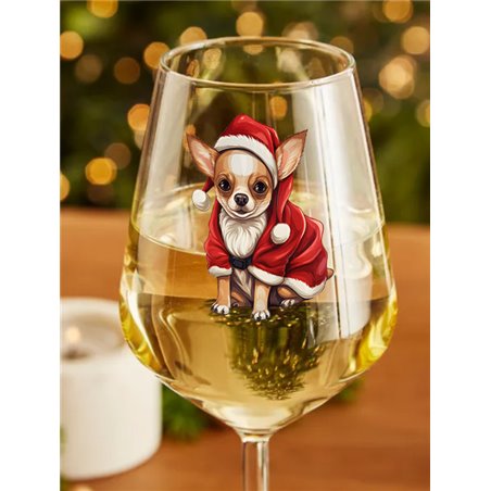 Wine Glass  dogs -  Christmas Chihuahua Dog 2