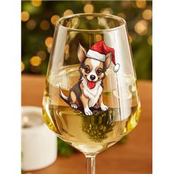 Wine Glass  dogs -  Christmas Chihuahua Dog 3