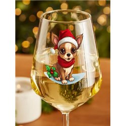 Wine Glass  dogs -  Christmas Chihuahua Dog