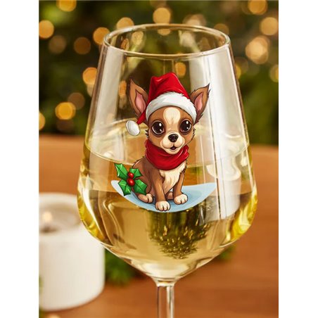 Wine Glass  dogs -  Christmas Chihuahua Dog
