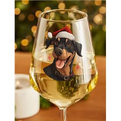 Wine Glass  dogs -  Christmas Doberman Pinscher Dog 1