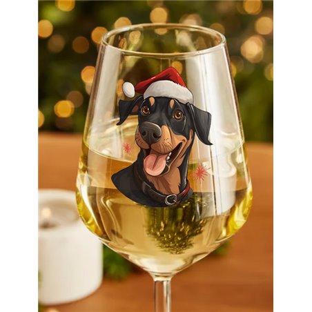 Wine Glass  dogs -  Christmas Doberman Pinscher Dog 1