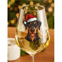 Wine Glass  dogs -  Christmas Doberman Pinscher Dog 2