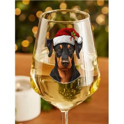Wine Glass  dogs -  Christmas Doberman Pinscher Dog 3
