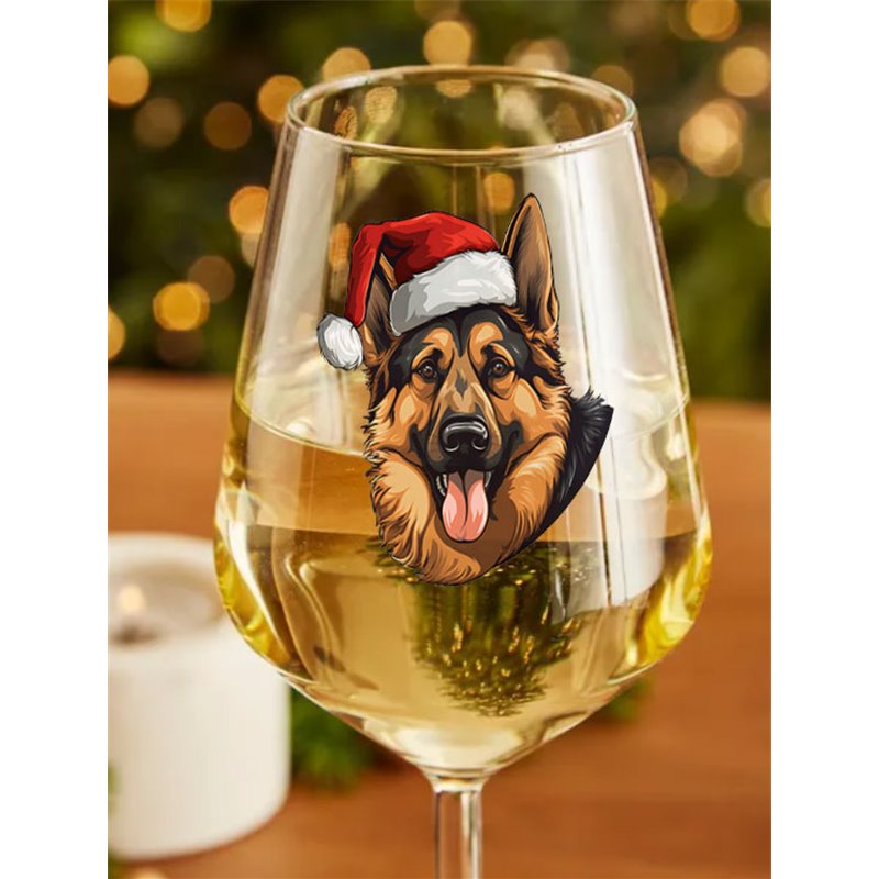 Wine Glass  dogs -  Christmas German Shepherd Dog 1