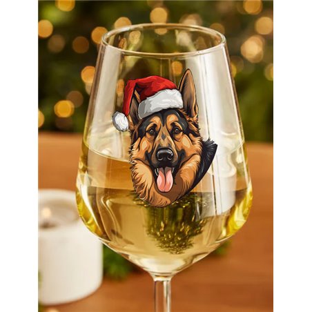 Wine Glass  dogs -  Christmas German Shepherd Dog 1