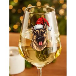 Wine Glass  dogs -  Christmas German Shepherd Dog 2