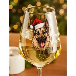 Wine Glass  dogs -  Christmas German Shepherd Dog