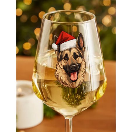 Wine Glass  dogs -  Christmas German Shepherd Dog