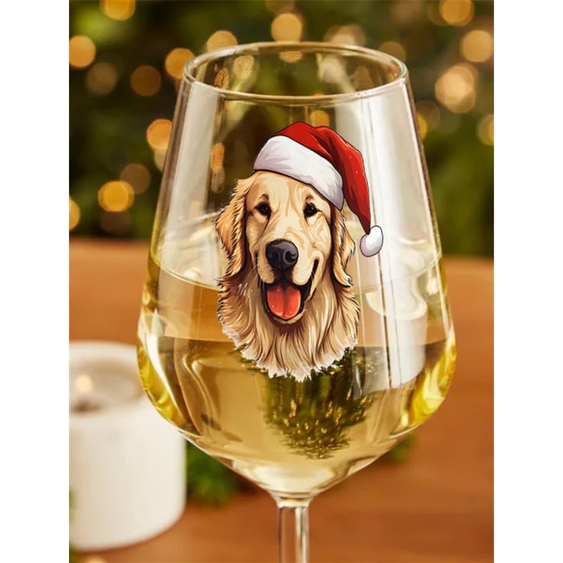 Wine Glass  dogs -  Christmas Golden Retriever Dog 1