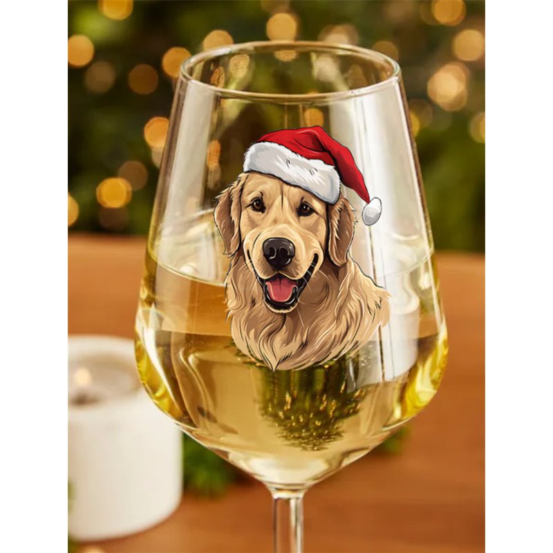 Wine Glass  dogs -  Christmas Golden Retriever Dog