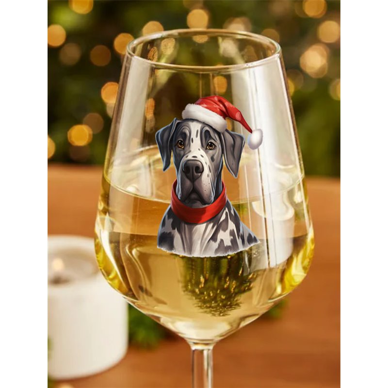 Wine Glass  dogs -  Christmas Great Dane Dog 1