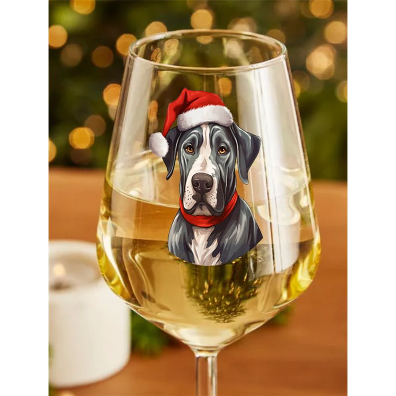 Wine Glass  dogs -  Christmas Great Dane Dog 2