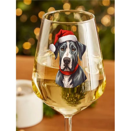 Wine Glass  dogs -  Christmas Great Dane Dog 2