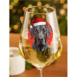 Wine Glass  dogs -  Christmas Great Dane Dog 3