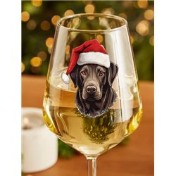 Wine Glass  dogs -  Christmas Labrador Retriever Dog 1