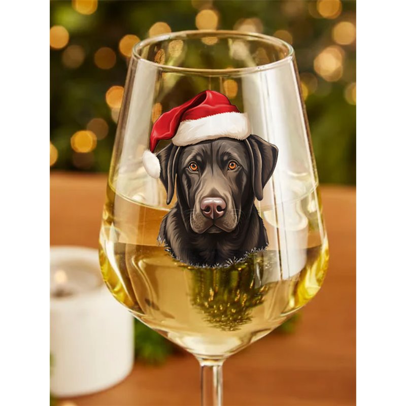 Wine Glass  dogs -  Christmas Labrador Retriever Dog