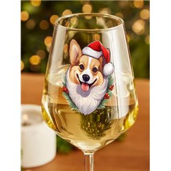 Wine Glass  dogs -  Christmas Pembroke Welsh Corgi Dog 1