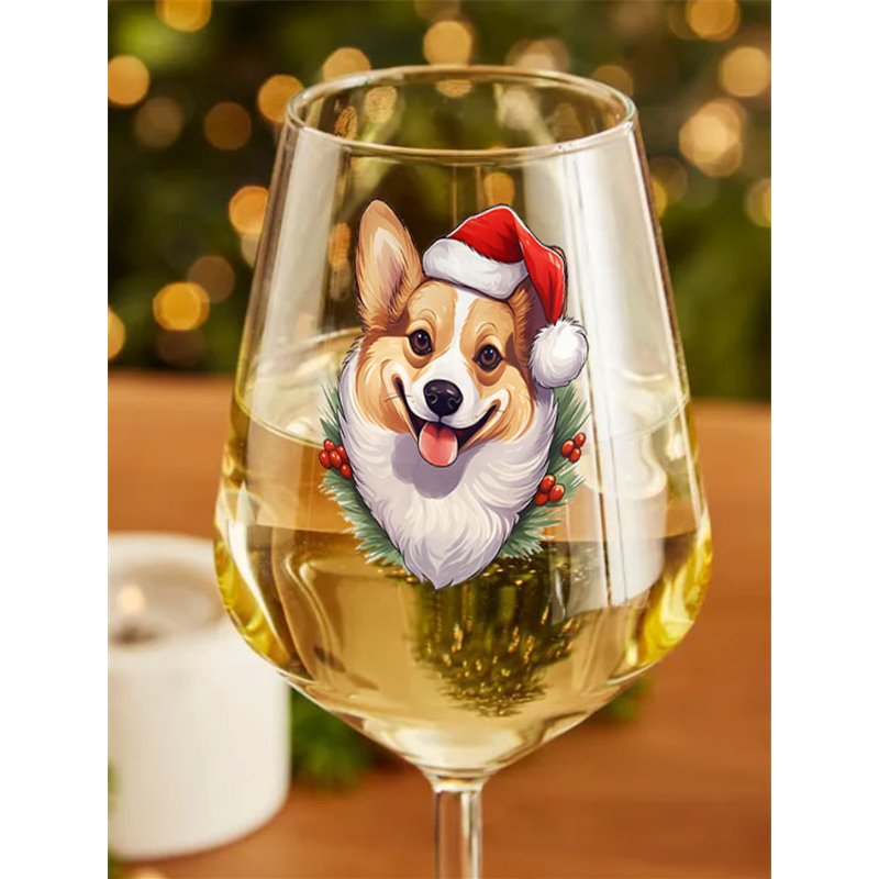 Wine Glass  dogs -  Christmas Pembroke Welsh Corgi Dog 1