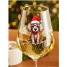Wine Glass  dogs -  Christmas Poodle Dog 1