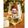 Wine Glass  dogs -  Christmas Poodle Dog