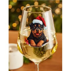 Wine Glass  dogs -  Christmas Rottweiler Dog 1