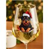 Wine Glass  dogs -  Christmas Rottweiler Dog 1