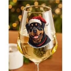 Wine Glass  dogs -  Christmas Rottweiler Dog 2