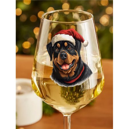 Wine Glass  dogs -  Christmas Rottweiler Dog 2