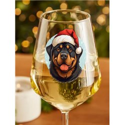 Wine Glass  dogs -  Christmas Rottweiler Dog