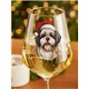 Wine Glass  dogs -  Christmas Shih Tzu Dog 1