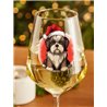 Wine Glass  dogs -  Christmas Shih Tzu Dog 2