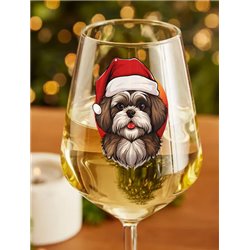 Wine Glass  dogs -  Christmas Shih Tzu Dog 3