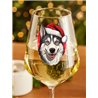 Wine Glass  dogs -  Christmas Siberian Husky Dog 1