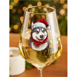 Wine Glass  dogs -  Christmas Siberian Husky Dog