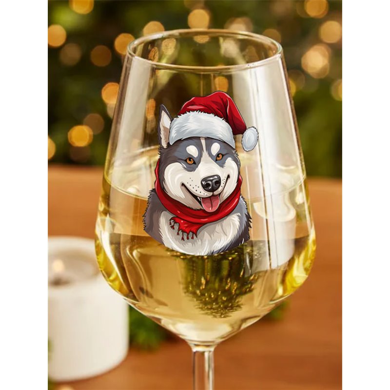 Wine Glass  dogs -  Christmas Siberian Husky Dog