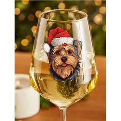 Wine Glass  dogs -  Christmas Yorkshire Terrier Dog