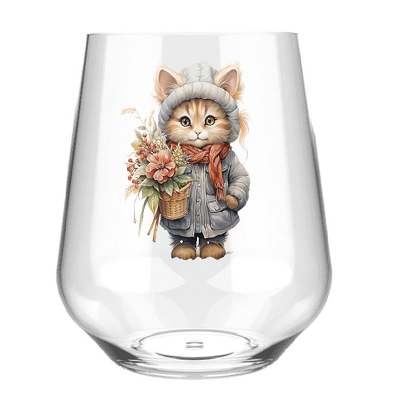 Stemless Wine Glass - cats (1)