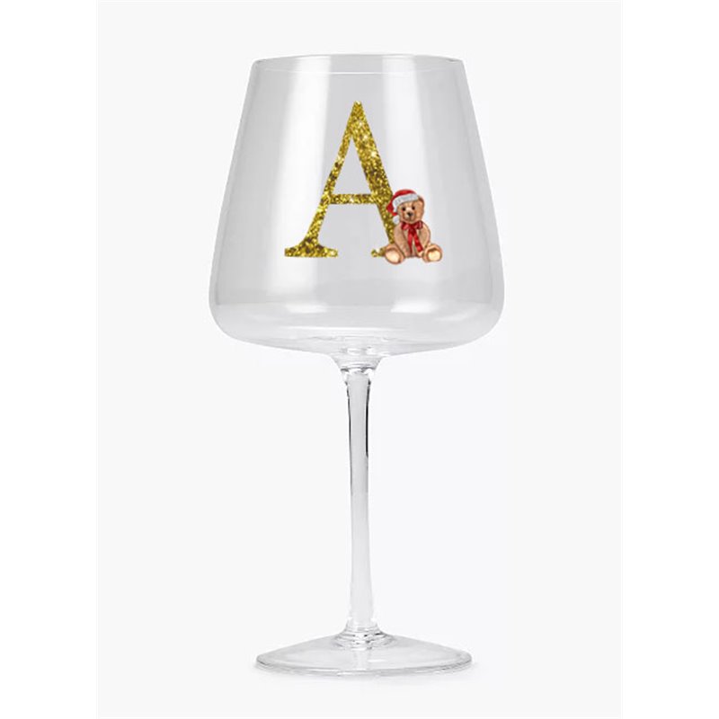 Modern Gin Glass - Alpha Gold Glitter Santa Bear