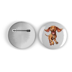 25mm Round Metal Badge - Jumping Dog 2