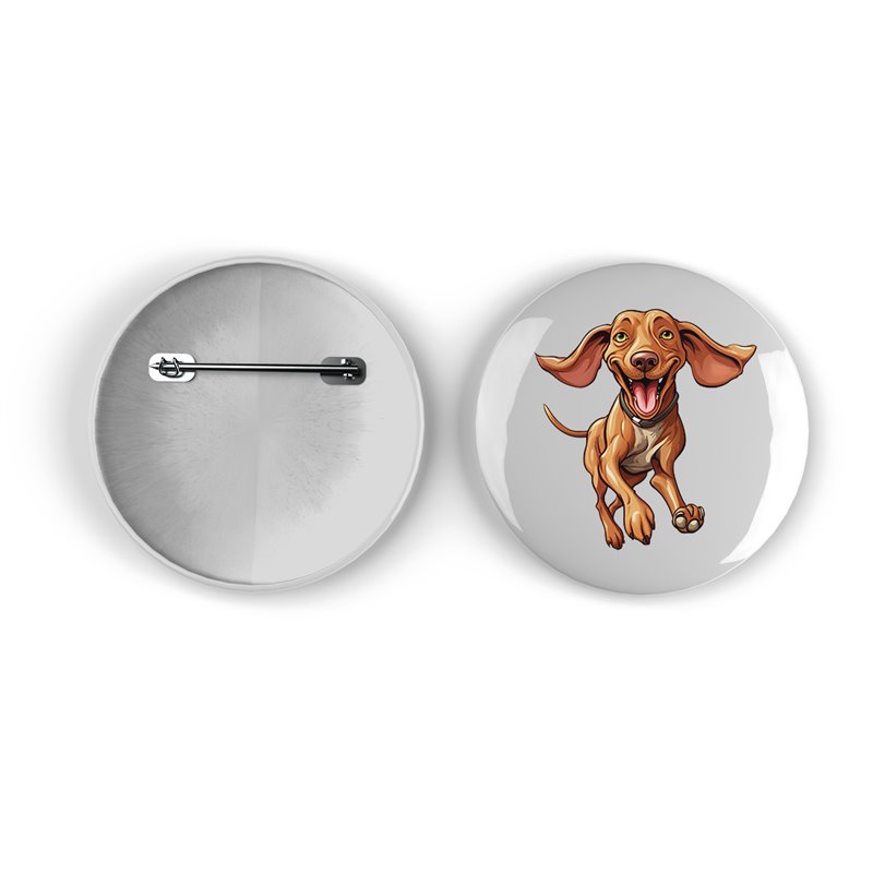 25mm Round Metal Badge - Jumping Dog 2